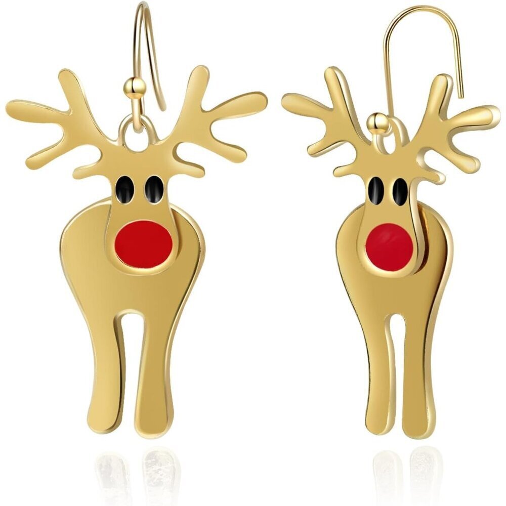 Christmas Deer Earrings Zinc Dangle Womens Accessories Light Weight